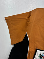 New Women’s Cumberland Orange Black Short Sleeve Button Up Large MM-134