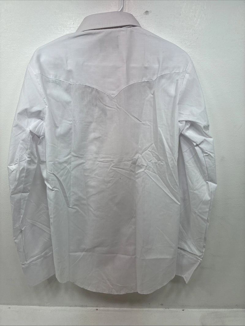 New Women’s Champion Western White Design Long Sleeve Pearl Snap 16 MM-42