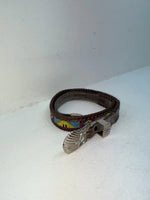 New Brown Genuine Leather Dos Amigos Beaded 26” Belt #AM486L Z-65