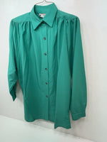 New Women’s Green H Bar C Long Sleeve Button Up Shirt 3B-32