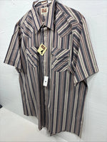 New Men’s ELY Cattleman Multiple Color Strip Short Sleeve Pearl Snap XL J-36