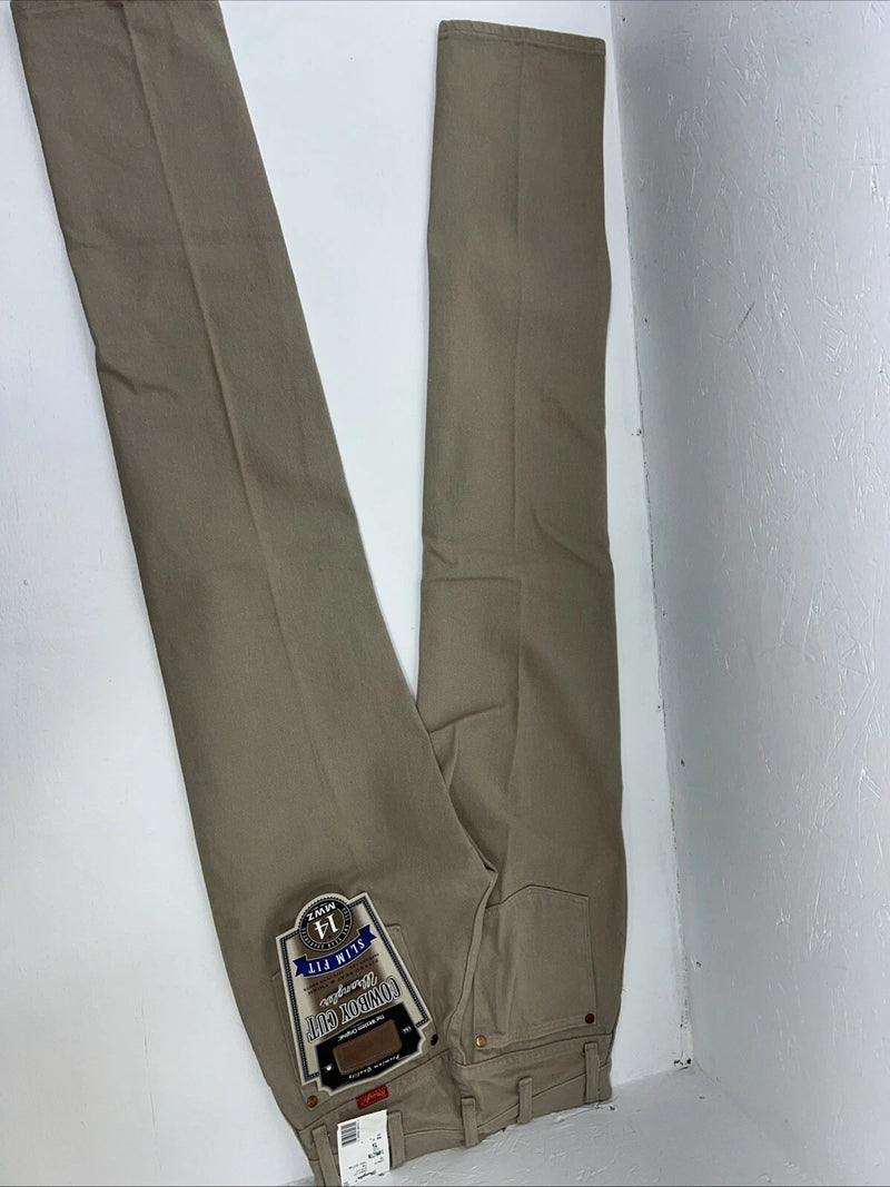 New Girls Boys Cowboy Cut Slim Fit Wrangler Tan Denim Jeans. 5x34 F-39