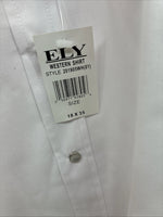 New Men’s ELY Cattleman White Long Sleeve Pearl Snap 18 X 35 2XL R-25