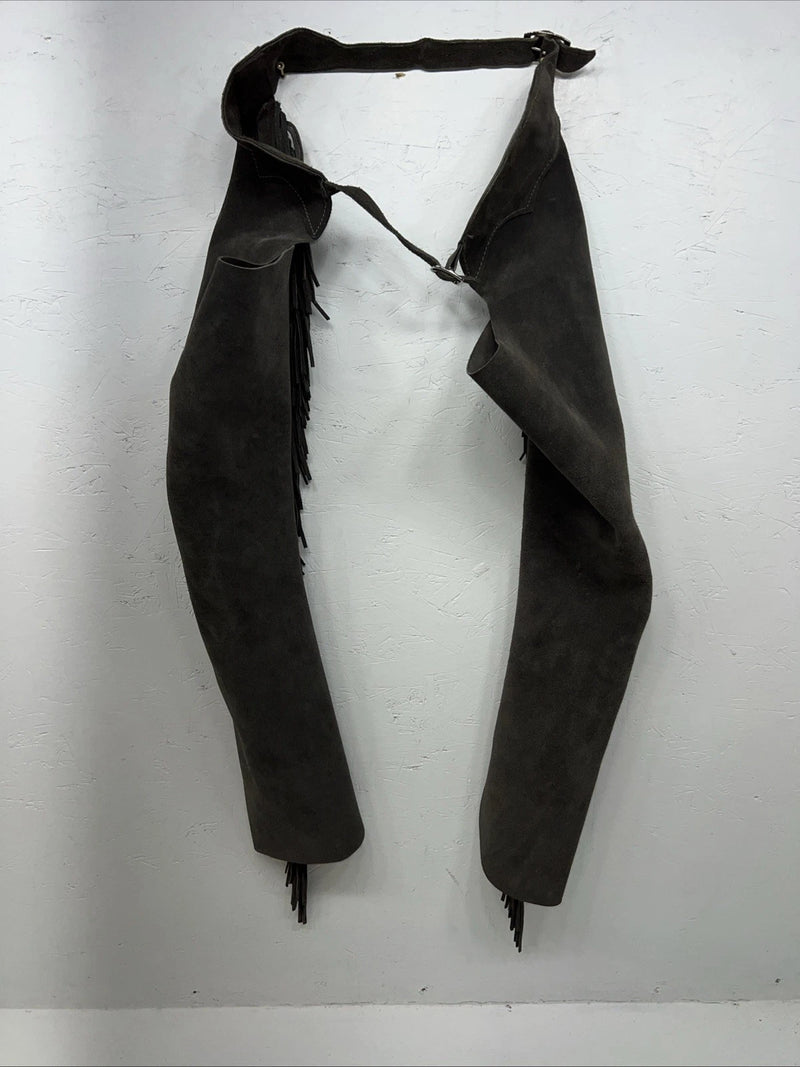 NOS Children’s Gray Show Chaps With Fringe Adjustable Waist 37” N-28