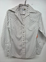 New Women’s Dickson Jenkins White Brown Long Sleeve Pearl Snap Size 30 KK-94