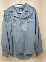New Women’s Cricket Creek Blue Long Sleeve Button Up Size Large TT-66 