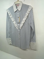 New Women’s Blue Striped H Bar C Long Sleeve Button Up Shirt #20119 3B-33