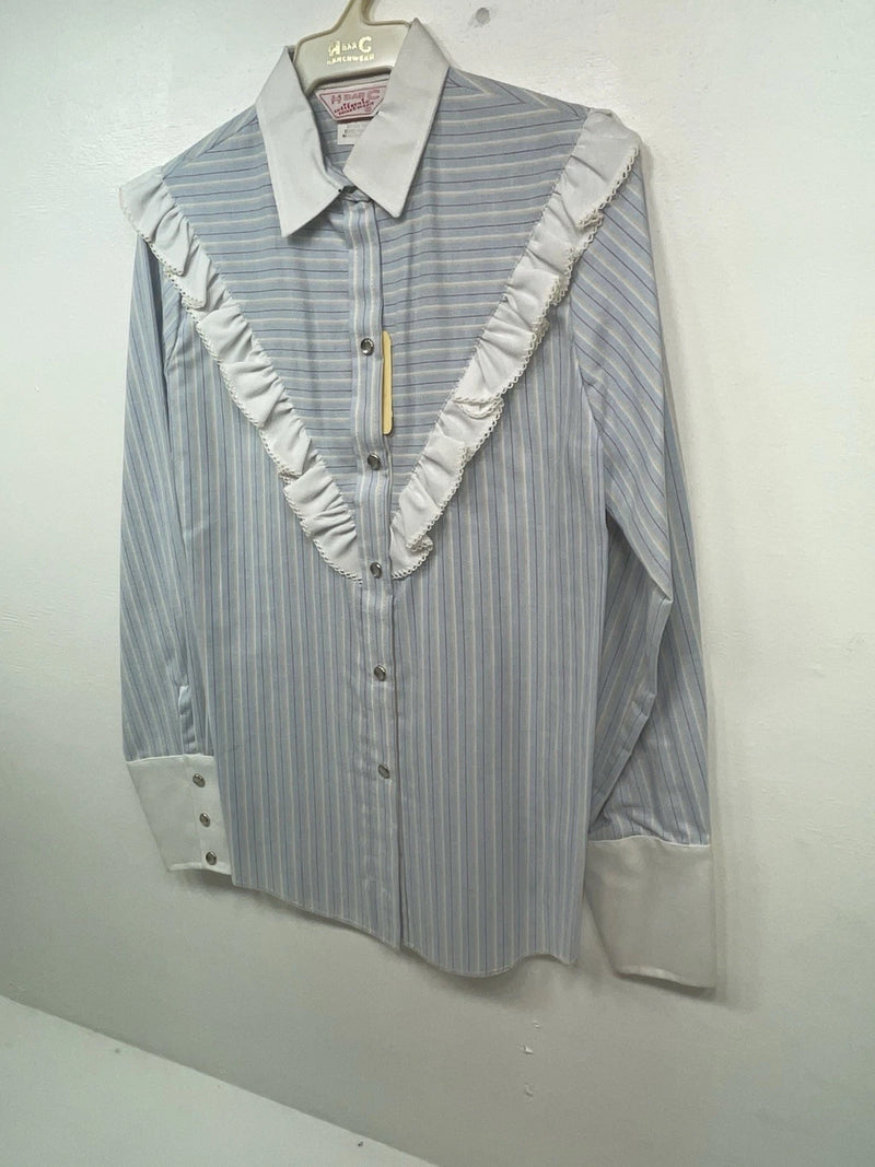 New Women’s Blue Striped H Bar C Long Sleeve Button Up Shirt #20119 3B-33