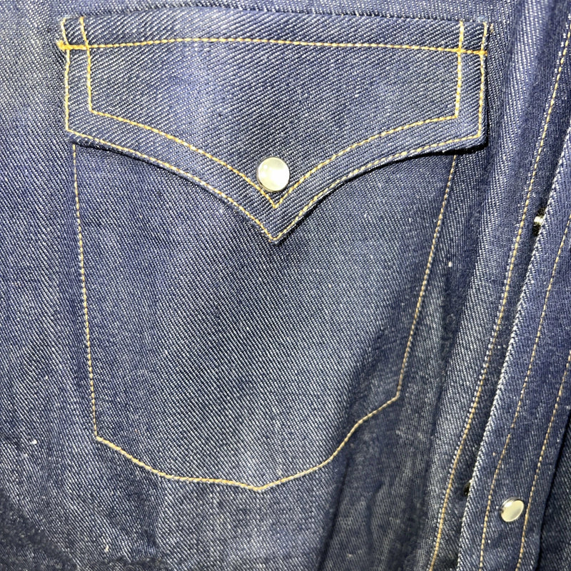 New Men’s Champion Western Blue Jean Long Sleeve Pearl Snap Small B-52