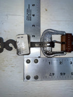 New Brown Genuine Leather Nocona Silver Pendant 40” Belt #N3431502 Z-102