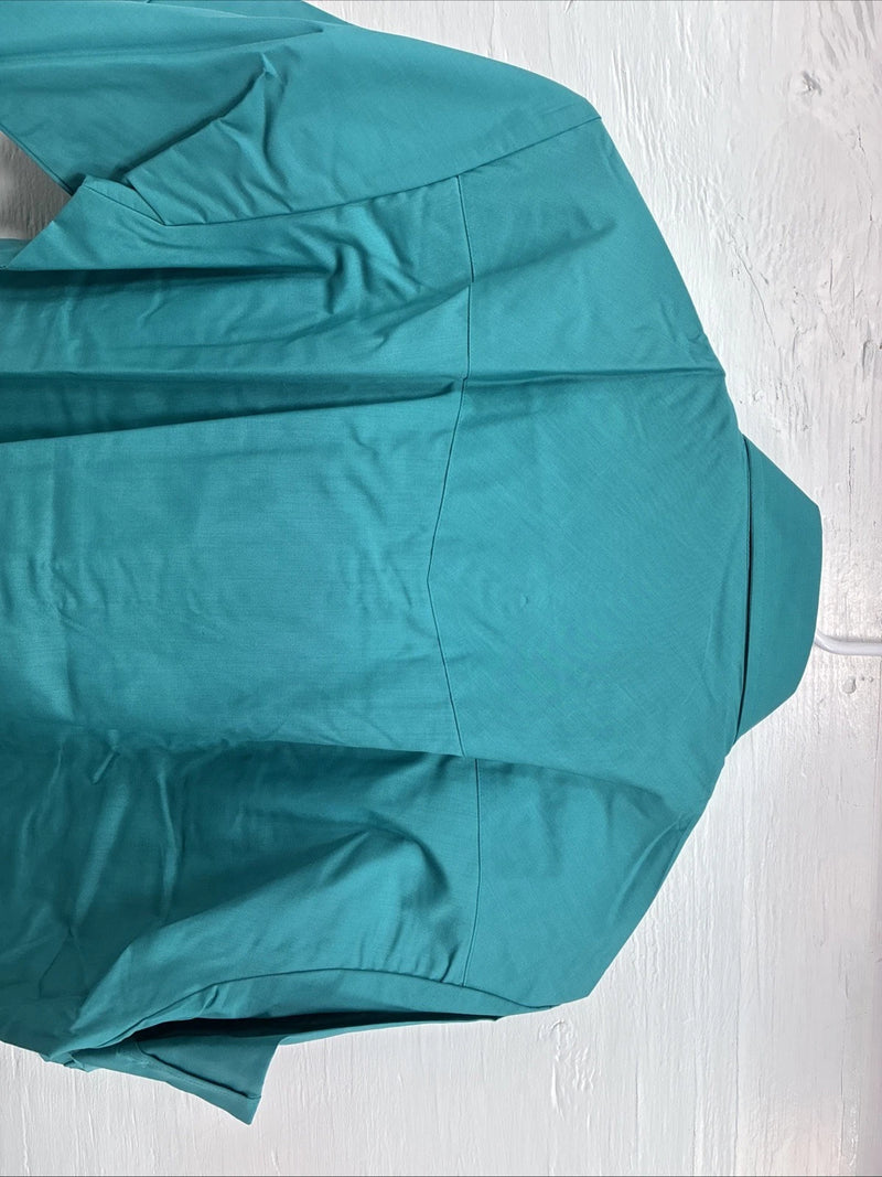 New Men’s ELY Cattleman Teal Western Short Sleeve Pearl Snap 16.5 Large T-52