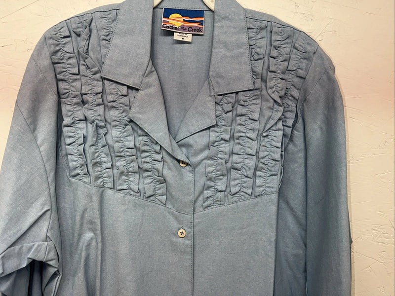 New Women’s Cricket By The Creek Blue Long Sleeve Button Up Shirt M 3C-40