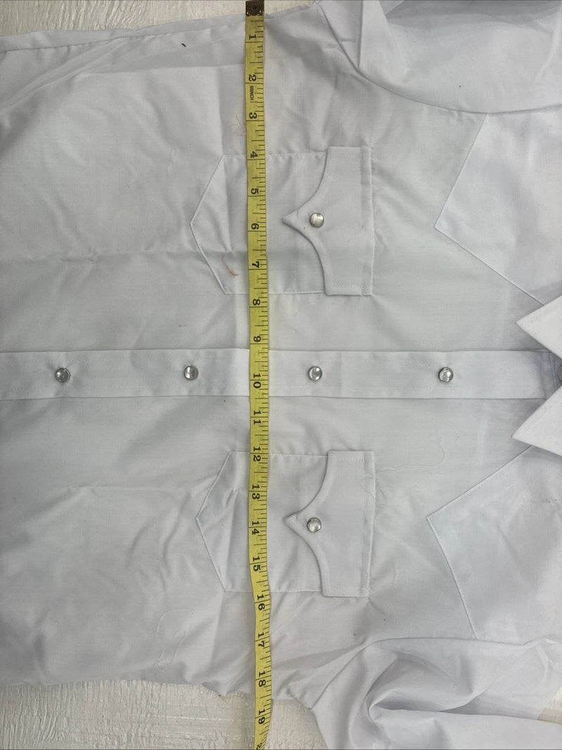 New Kids Champion Western White Long Sleeve Pearl Snap Size 16 CC-117