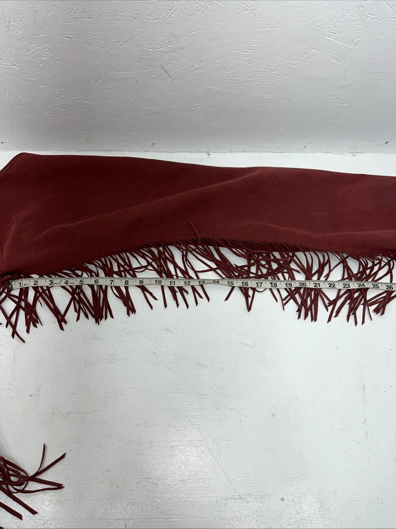 NOS Burgundy Show Chaps With Fringe Adjustable Waist 35” N-19