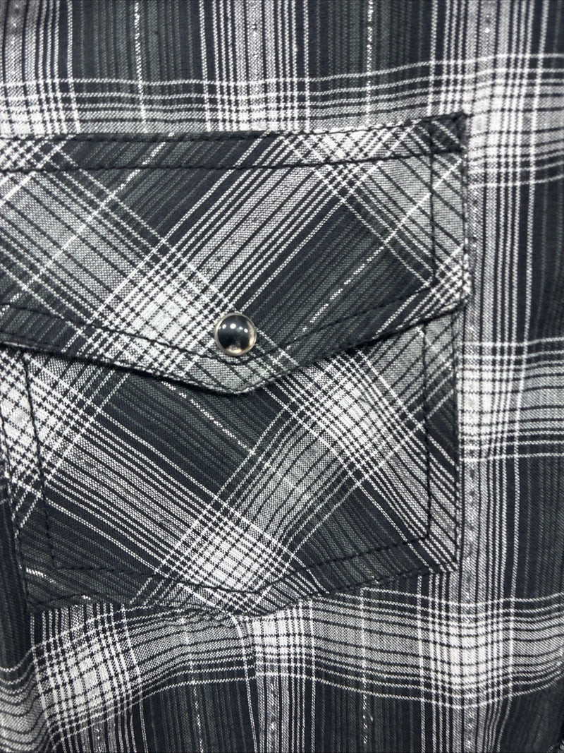 New Girls Cumberland Black plaid Long Sleeve Pearl Snap Size 2XL CC-121