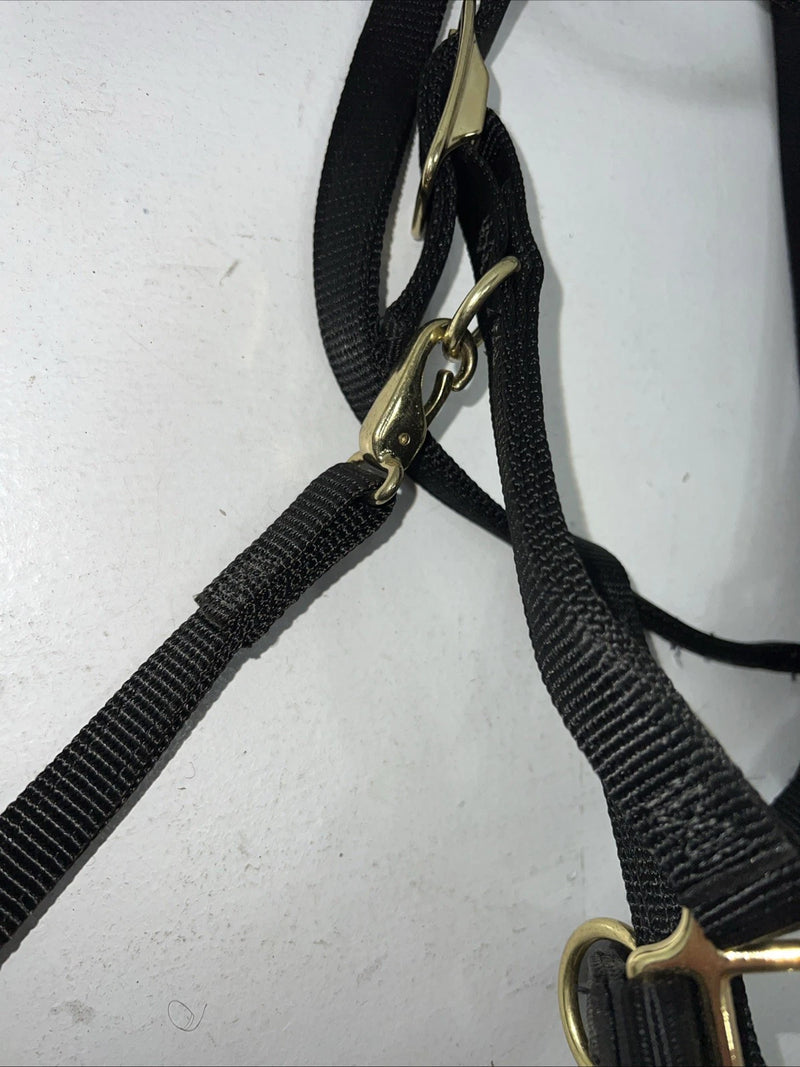 New Fabtron Black Nylon Halter/Bridle Trail Combo With Split Reins #NP54-5 W-43
