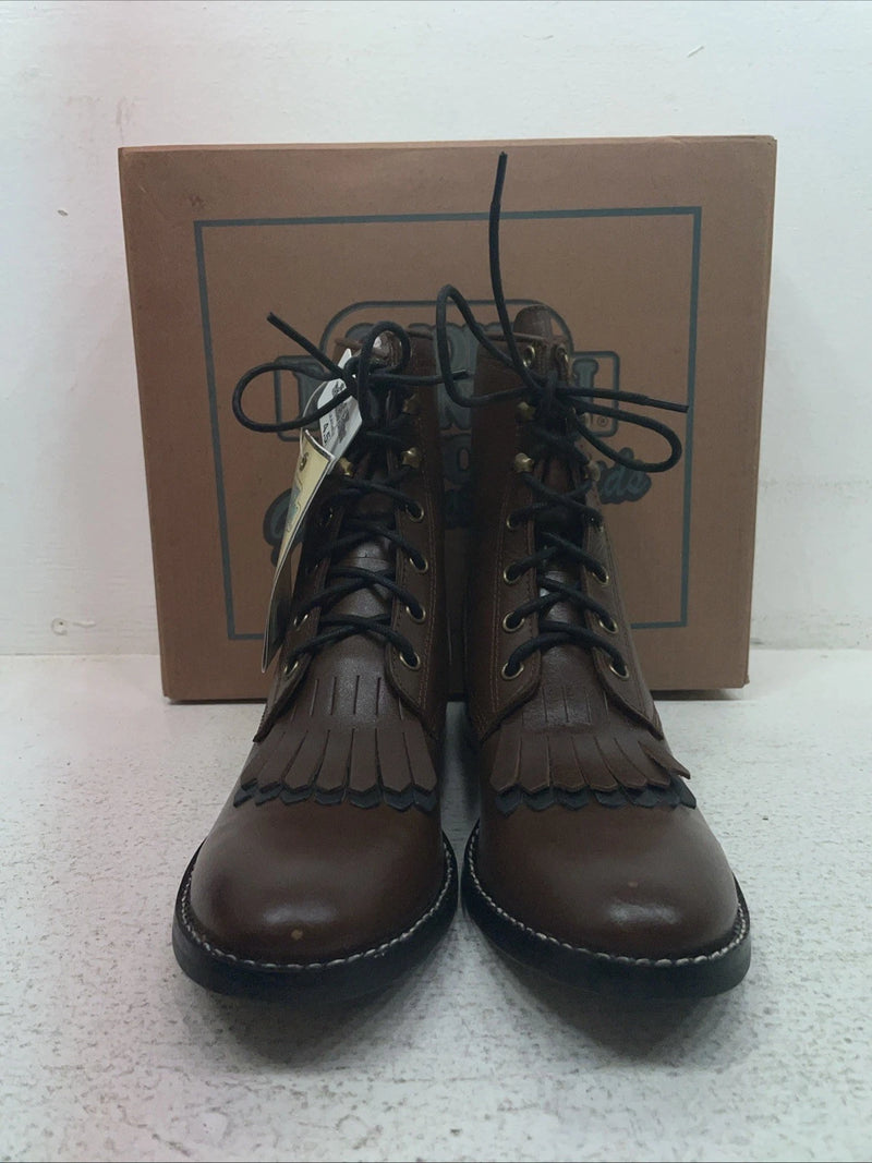 New Youth Brown Lace Up Smoky Mountain Cowboy Boots. 3040 Y 4.5 4 1/2. 22-111