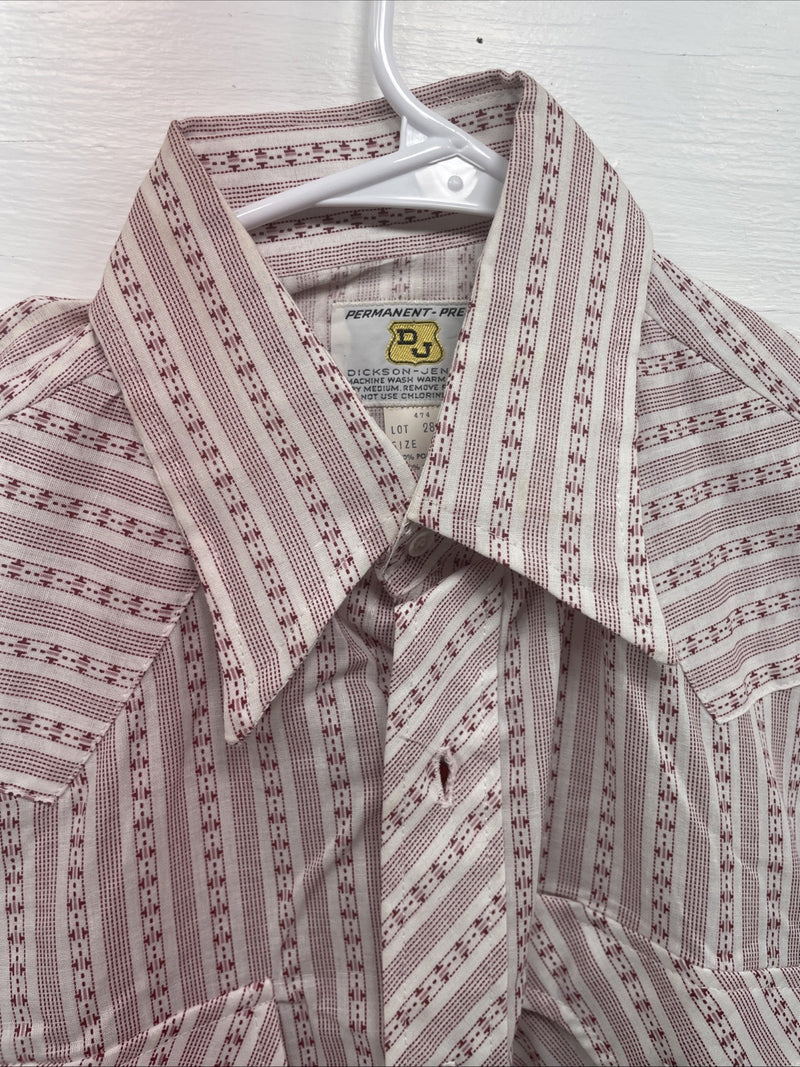 New Men’s Dickson Jenkins White Red Short Sleeve Button Up 14.5 Small B-128