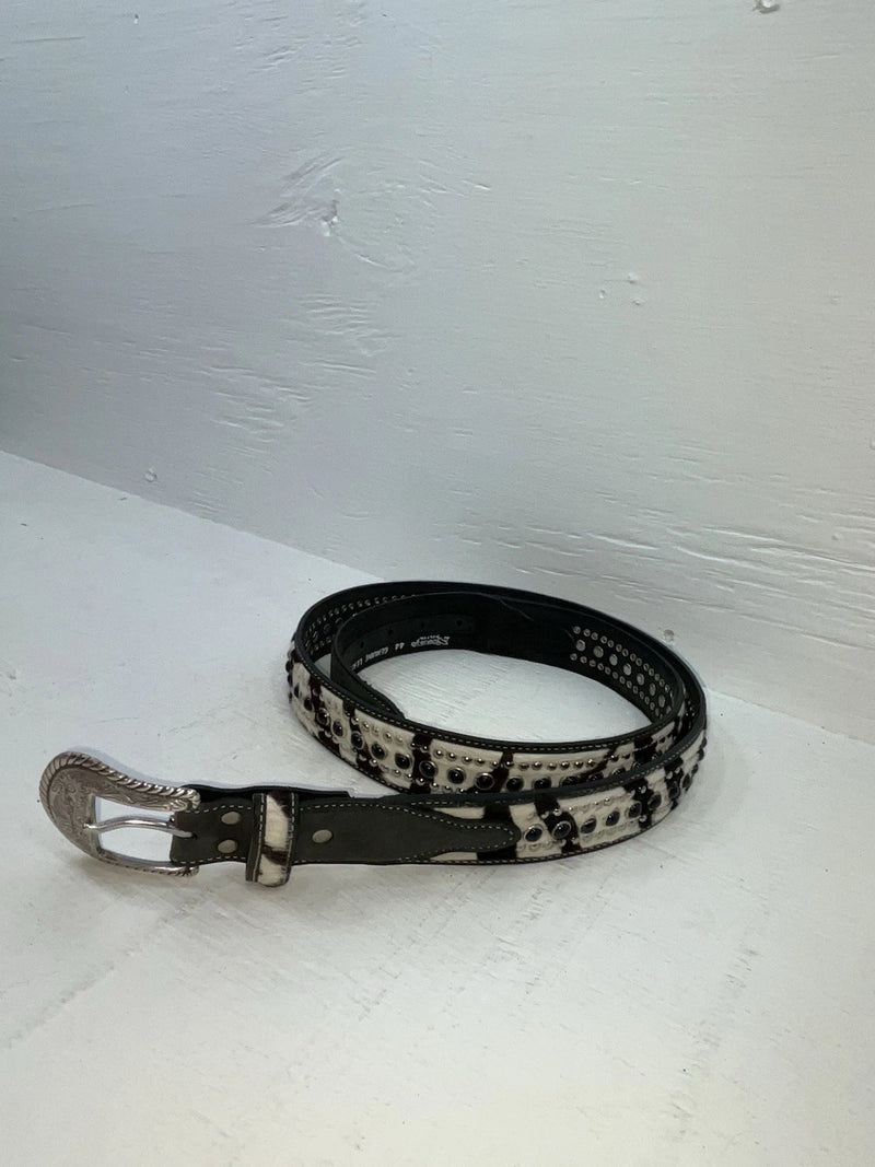 New Black Genuine Leather Nocona Zebra Print Bling 44” Belt #N2440501 JJ-81