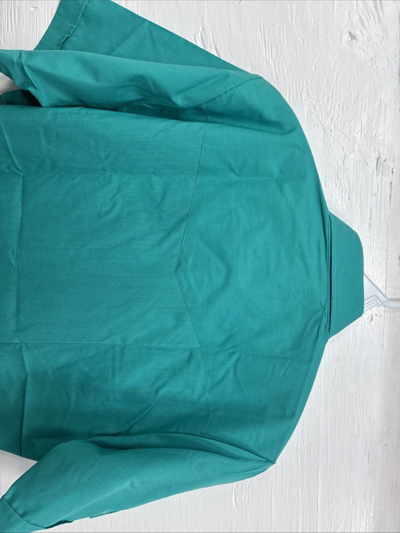 New Men’s ELY Cattleman Teal Short Sleeve Pearl Snap 15.5 Medium CC-14