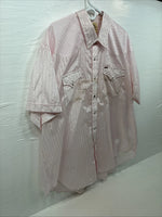 New Men’s ELY Cattleman Pink Stripe Short Sleeve Pearl Snap 3XL H-39