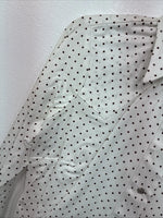 New Women’s Dickson Jenkins White Dottted Long Sleeve Pearl Snap Size 30 LL-92