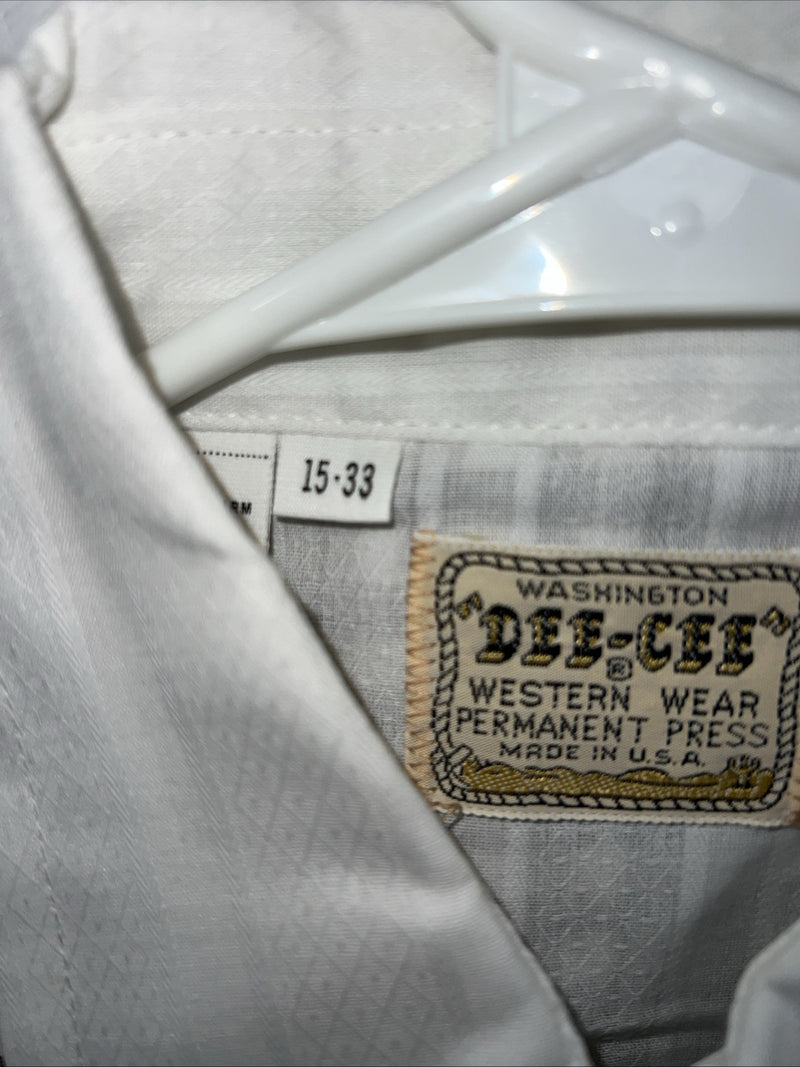 New Men’s White DEE-CEE western Wear Shirt Pearl Snap. 15 X 33 Medium A-178