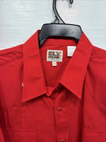 New Men’s ELY Cattleman Red Short Sleeve Pearl Snap 2XL Regular E-42