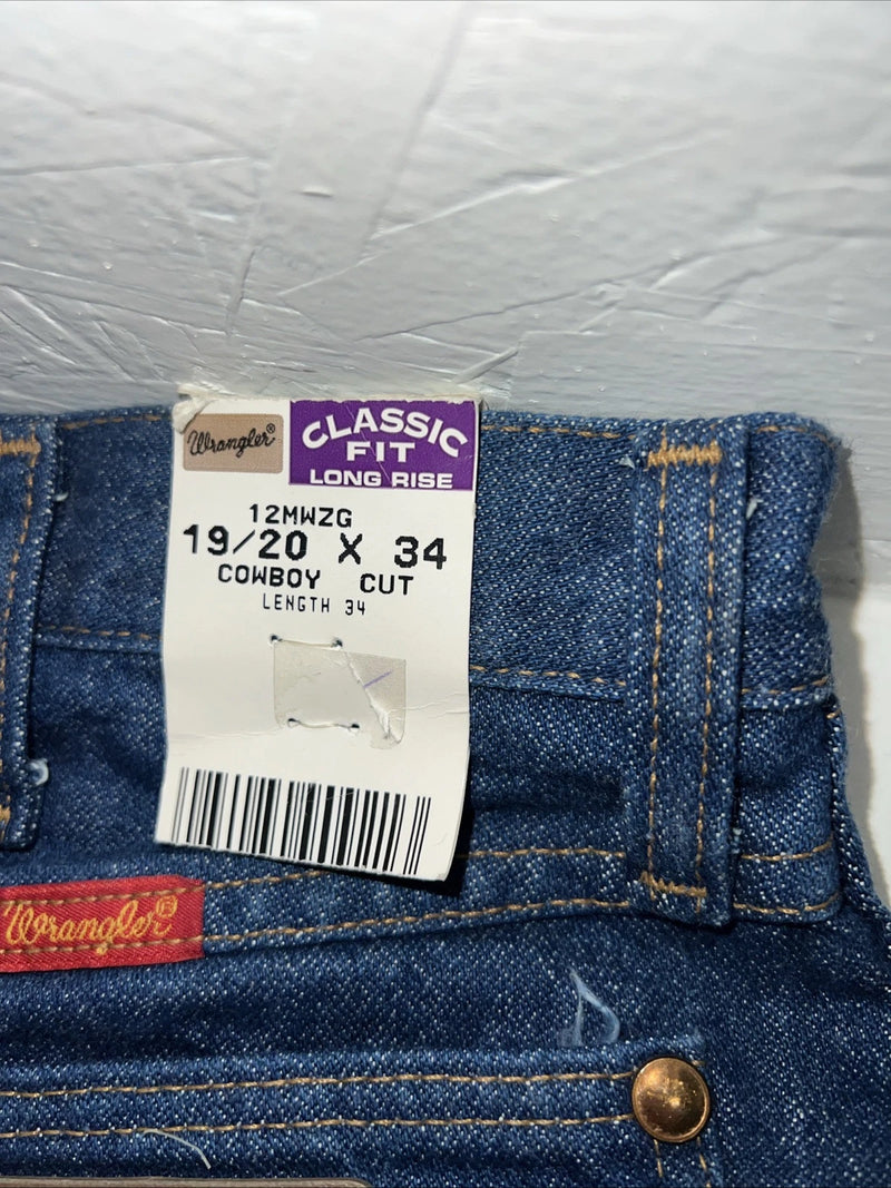New Men’s Wrangler Cowboy Cut Classic Fit Long Rise Denim Jeans. 19/20x34 K-12
