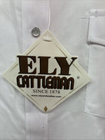 New Men’s ELY Cattleman White Western Long Sleeve Pearl Snap 16 X 35 Large T-62