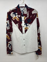 New Women’s Cowboy Threads Multicolor Design Long Sleeve Button Up Large LL-94
