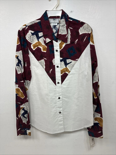 New Women’s Cowboy Threads Multicolor Design Long Sleeve Button Up Large LL-94