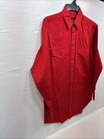 New Men’s White Horse Western Red Long Sleeve Pearl Snap Medium V-13  