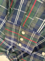 New Men’s ELY Plains Green Multicolor Plaid Long Sleeve Pearl Snap Medium M-45