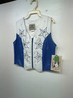 New Kids Blue White And Stars 1849 Cut Off Zip Up Vest S #77872 3B-66