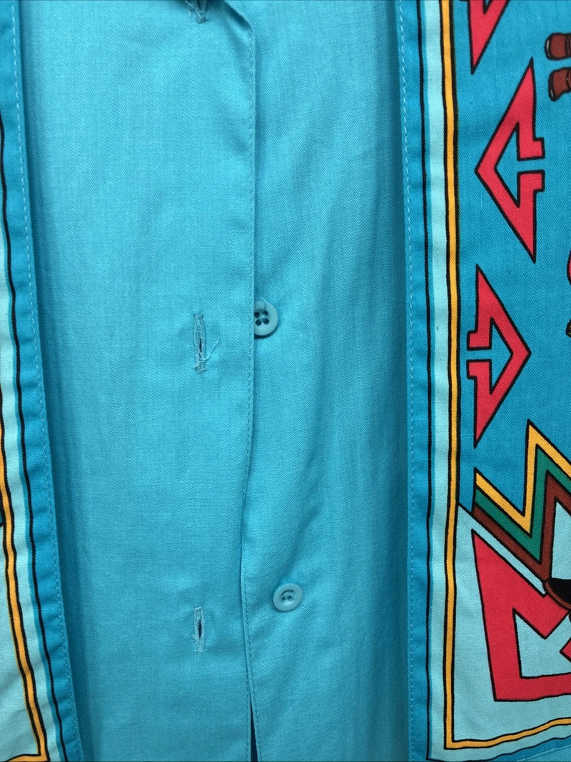 New Women’s Wrangler Blue Design Long Sleeve Button Up Large TT-7