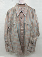 New Men’s Tem Tex Multiple Color Stripe Long Sleeve Pearl Snap XL J-45