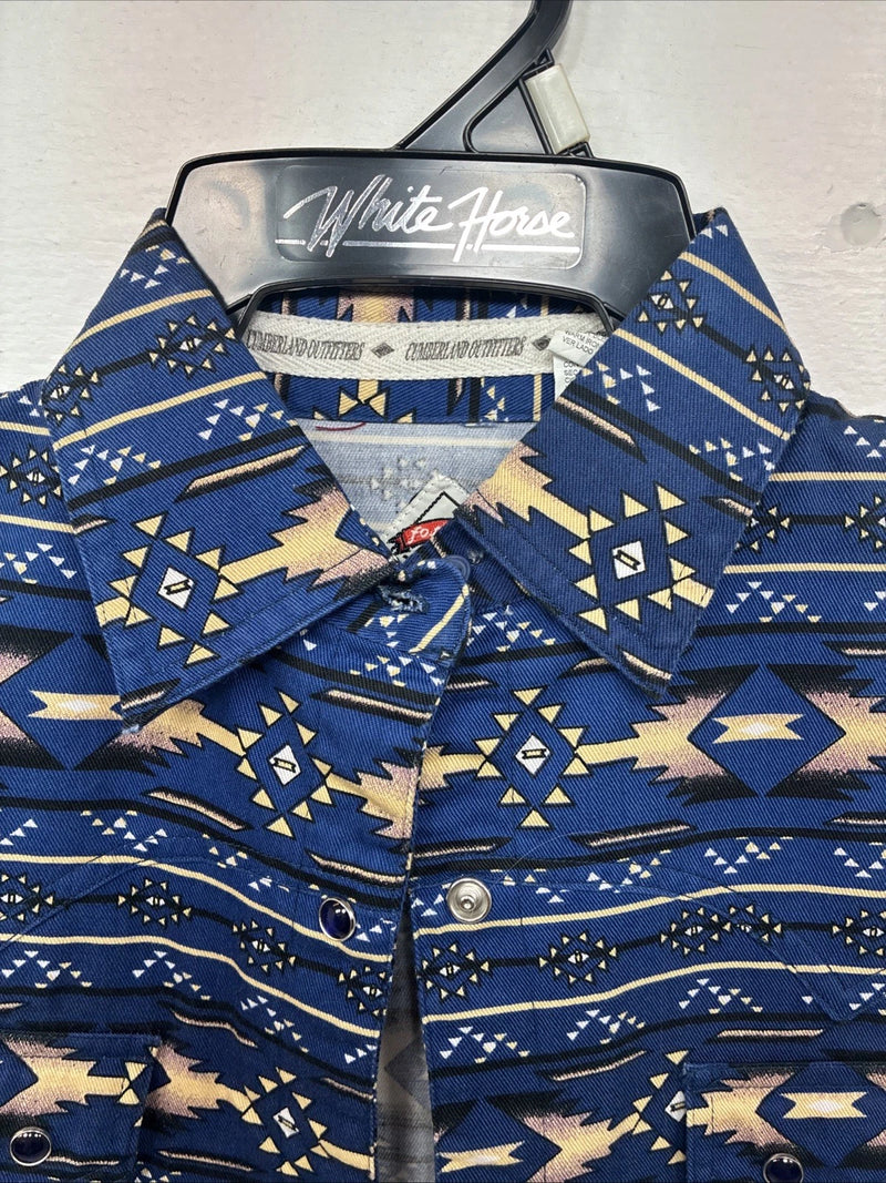 New Women’s Cumberland Blue Western Short Sleeve Pearl Snap Small DD-66