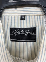 New Men’s White Horse Yellow stripe Long Sleeve Pearl Snap Medium K-47