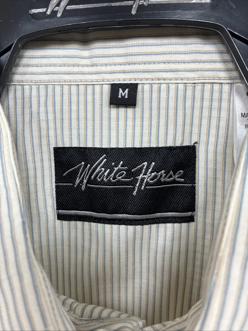 New Men’s White Horse Yellow stripe Long Sleeve Pearl Snap Medium K-47