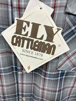 New Men’s ELY Cattleman Gray Multiple Flannel Long Sleeve Pearl Snap 2XL F-62