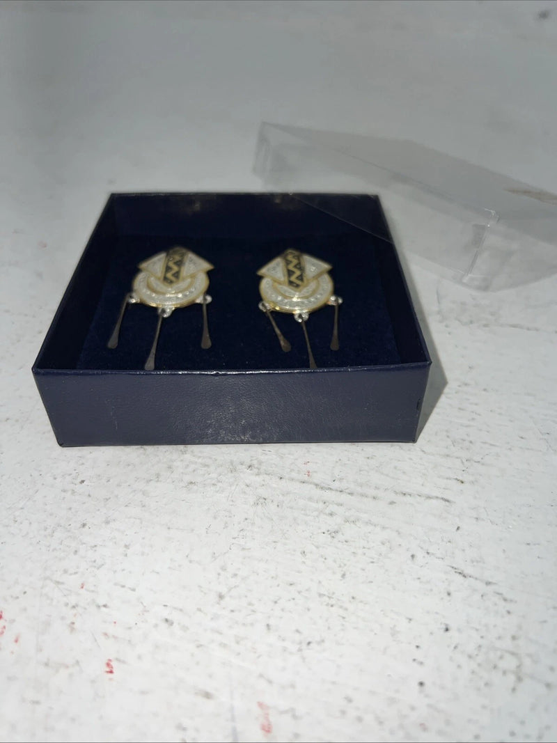 New Women’s Montana Silversmiths Aztec Black Silver Gold Dangle Earrings. F-24
