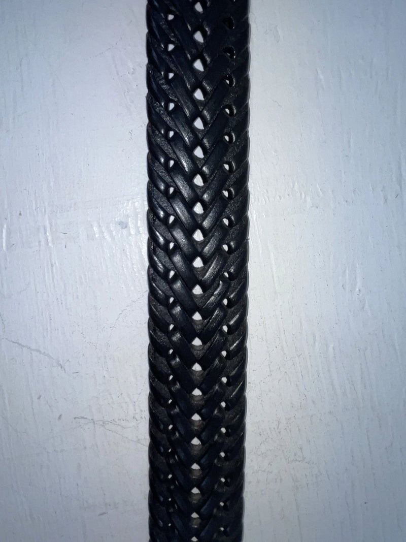 New Black Genuine Leather DBL Barrel Braided 40” Belt #N1311777 JJ-85