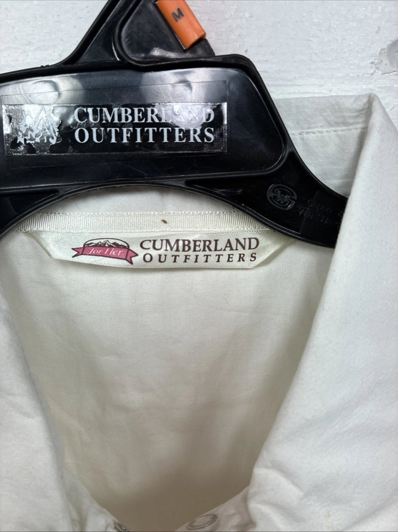 New Women’s Cumberland White Gem Long Sleeve Pearl Snap Medium KK-82