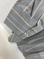 New men’s Mesquite Gray Stripe Long Sleeve Pearl Snap 16 Large F-70
