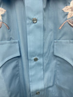 New Women’s Champion Western Blue Design Long Sleeve Pearl Snap 14.5 M KK-30