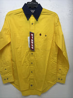 New Men’s Wrangler Yellow PBR Long Sleeve Button Up Small A-199