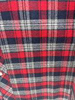 New Men’s White Horse Red Gray Plaid Long Sleeve Pearl Snap Large V-97