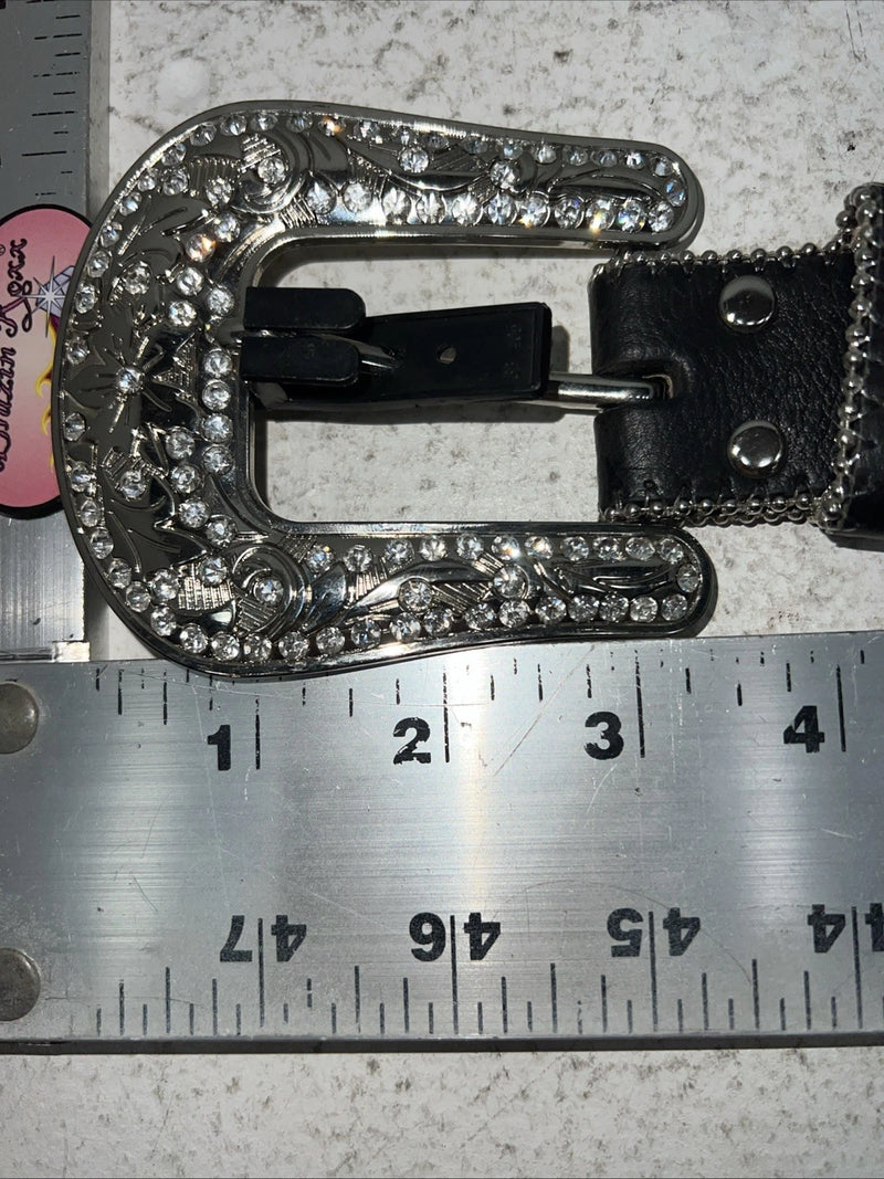 New Black Genuine Leather Blazin Roxx Cross Bling M Belt #N3510401 Z-1
