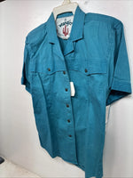 New Women’s Wrangler Blue Short Sleeve Pearl Snap Size Medium YY-50